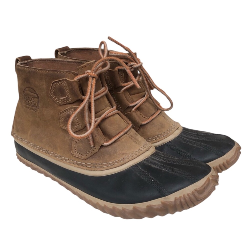 Sorel | EUC Out N About Waterproof Full Grain Leather Rain Booties